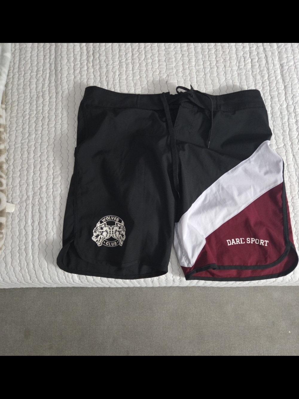 Darc Sport Men’s Black, White & Burgundy Athletic Shorts